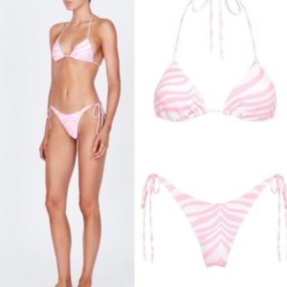 Triangle Pink Zebra Vinca Bikini with Bag!